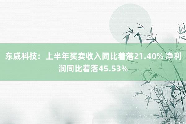 东威科技：上半年买卖收入同比着落21.40% 净利润同比着落45.53%