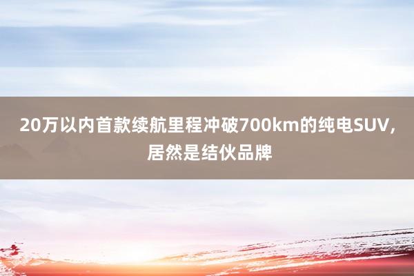 20万以内首款续航里程冲破700km的纯电SUV, 居然是结伙品牌