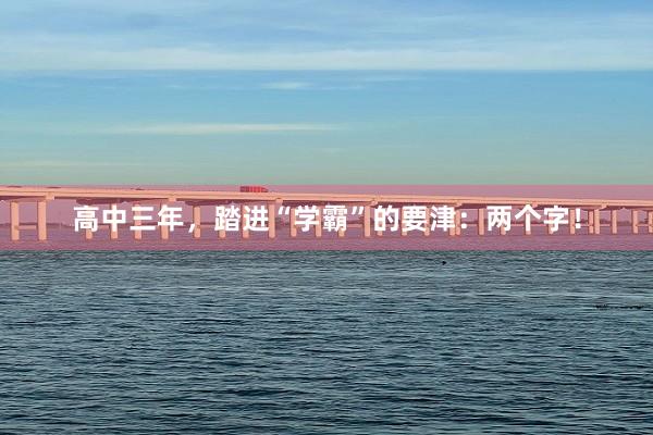 高中三年，踏进“学霸”的要津：两个字！
